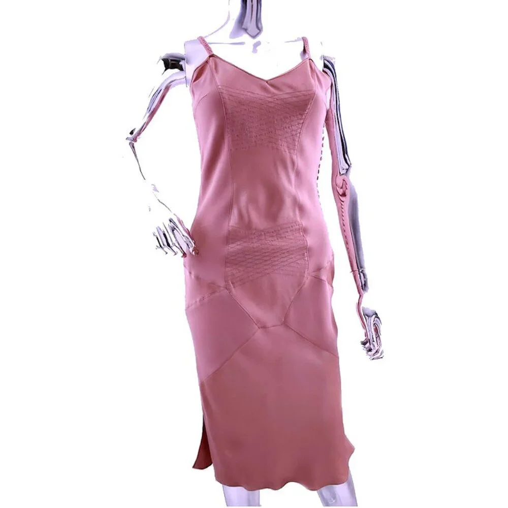 Vintage Fall 2000 JOHN GALLIANO On-The-Bias Lingerie Inspired Cocktail Dress - Picture 1 of 11